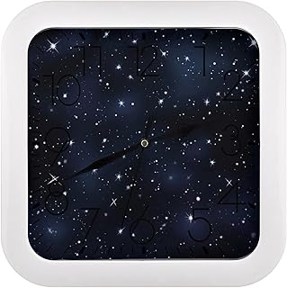 10.2 Inch Square Wall Clock Non Ticking Silent Stars in Night Printing Square Clock Battery Operated Clock for Home Or Office Use