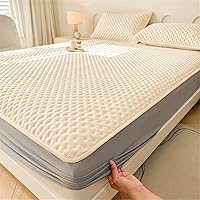 Vista 5 de Mattress Protector, Waterproof Mattress Protector, Fits 6"-20" Mattresses with Deep Pocket, Cooling, Breathable Fitted Sheets, Soft Bed Cover, Beige