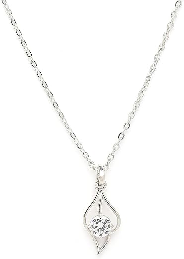 ZENEME American Diamond Pendant Necklace for Women Silver Plated Chain with Crystal Stone Pendant Minimal Daily Wear Jewel...