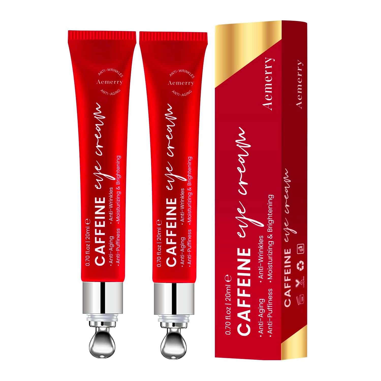 Caffeine Eye Cream for Anti Aging: Under eye cream for dark circles, Eye wrinkle, Anti Puffiness - Anti Aging Caffeine Eye cream For Under Eye Bags And Puffy Eyes 2PACS