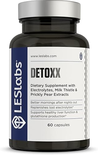 LES Labs DeToxx Better Mornings Recovery apoyo hepático metabolismo del alcohol y reposición de electrolitos Pera tupida cardo mariano y NAC 60