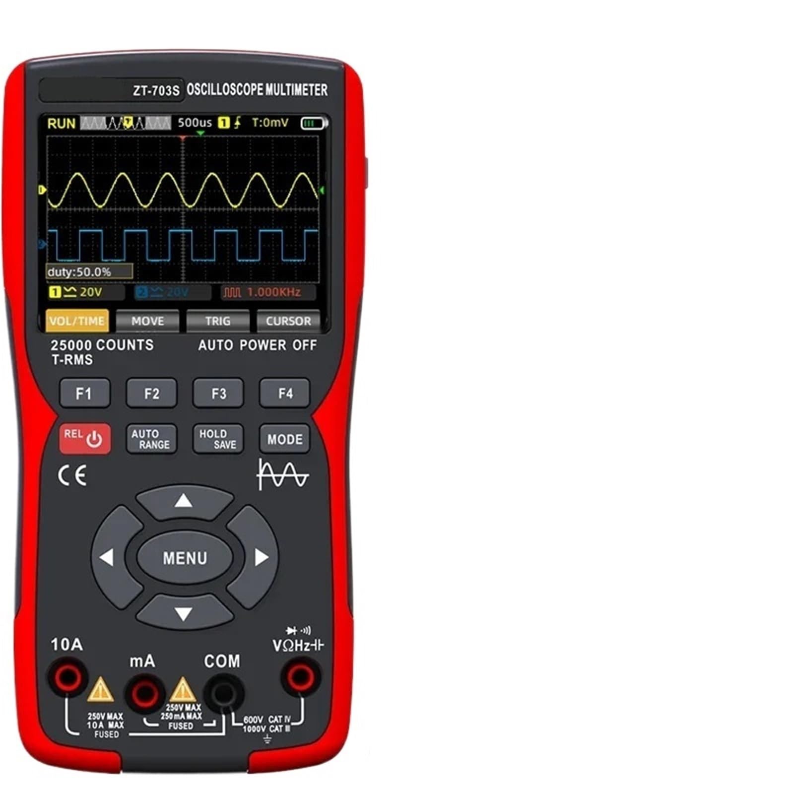 Digitales Oszilloskop ZT-703S 3in-1-Handoszilloskop Automotive Zweikanal 50 MHz Mit Digitalmultimeter Und Signalgenerator für Test und Analyse