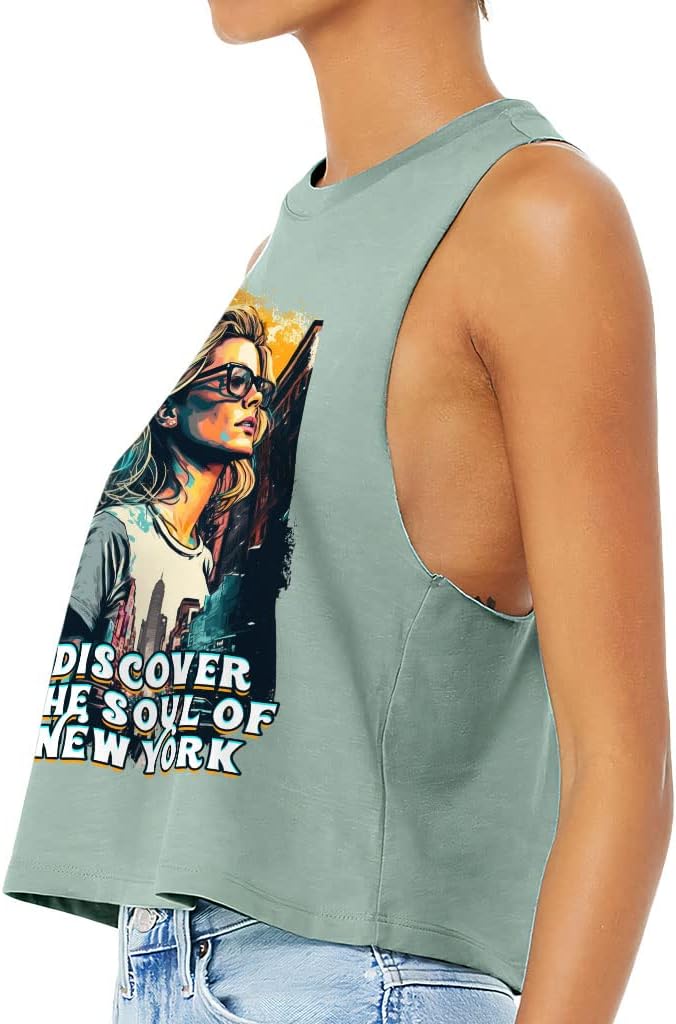 Discover Racerback Cropped Tank - Girl Print Women's Tank - Colorful Tank Top