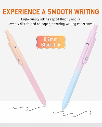 Miniatura 3 de FIOVER Bolígrafos de gel, 5 bolígrafos de tinta negra de punta media de 0.028 in con agarre cómodo, bolígrafo estético para diario, suministros de