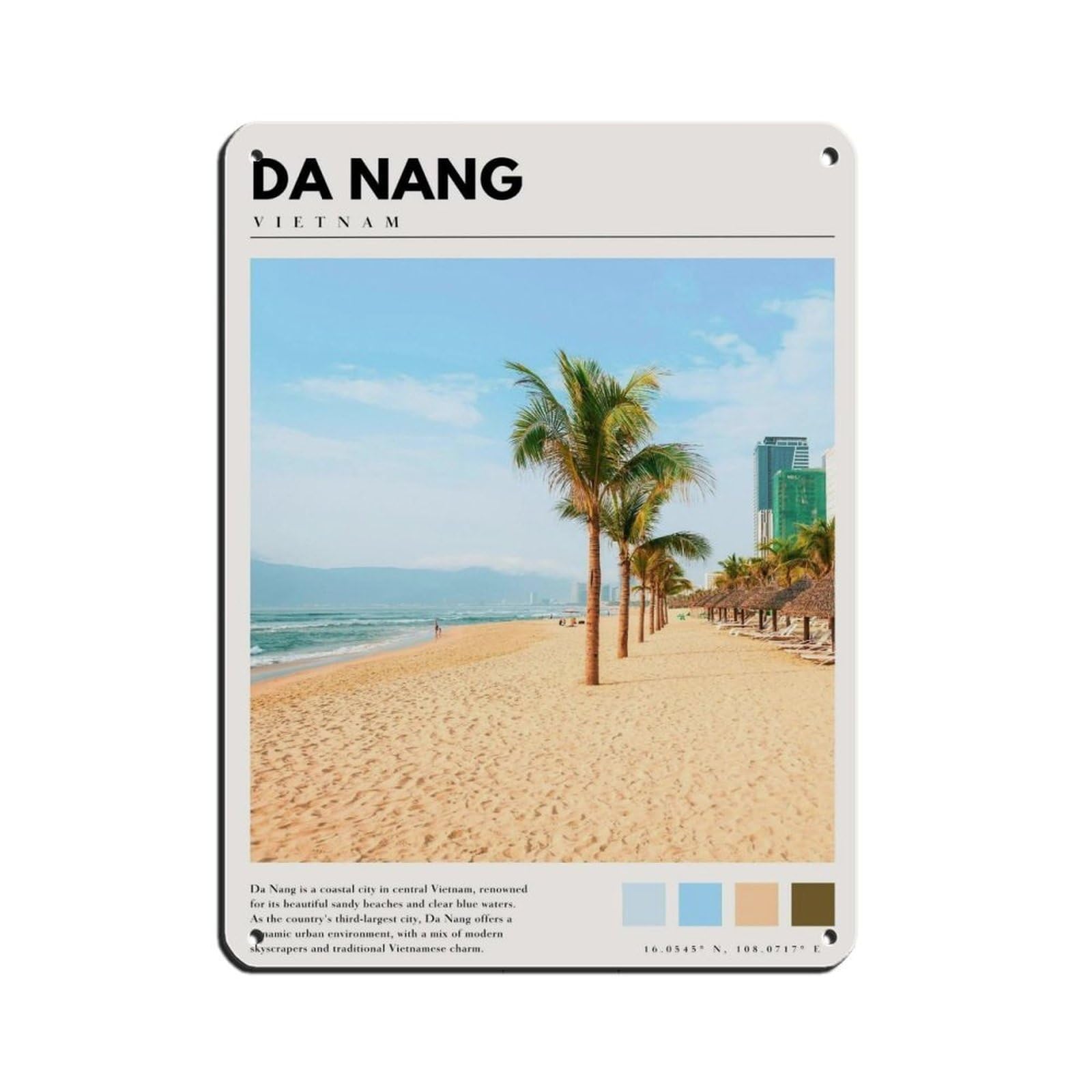 Da Nang Vietnam Poster Vietnam Art Retro Poster Metal Tin Sign Chic Art Retro Iron Painting Bar People Cave Cafe Family Garage Poster Wall Decoration 12x16inch(30x40cm)