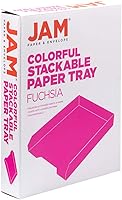Vista 5 de JAM PAPER Bandejas de papel apilables - Rosa - Bandeja organizadora de escritorio para documentos, cartas y archivos - Se venden individualmente