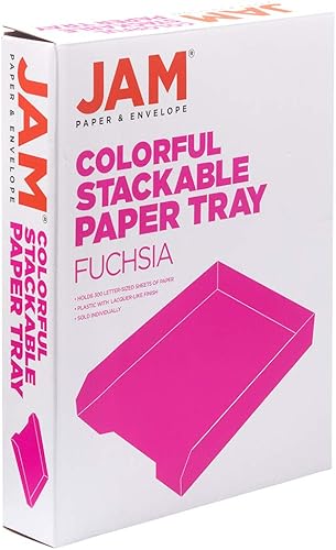 Miniatura 5 de JAM PAPER Bandejas de papel apilables, color rosa, bandeja organizadora de documentos de escritorio, cartas y archivos, se venden individualmente