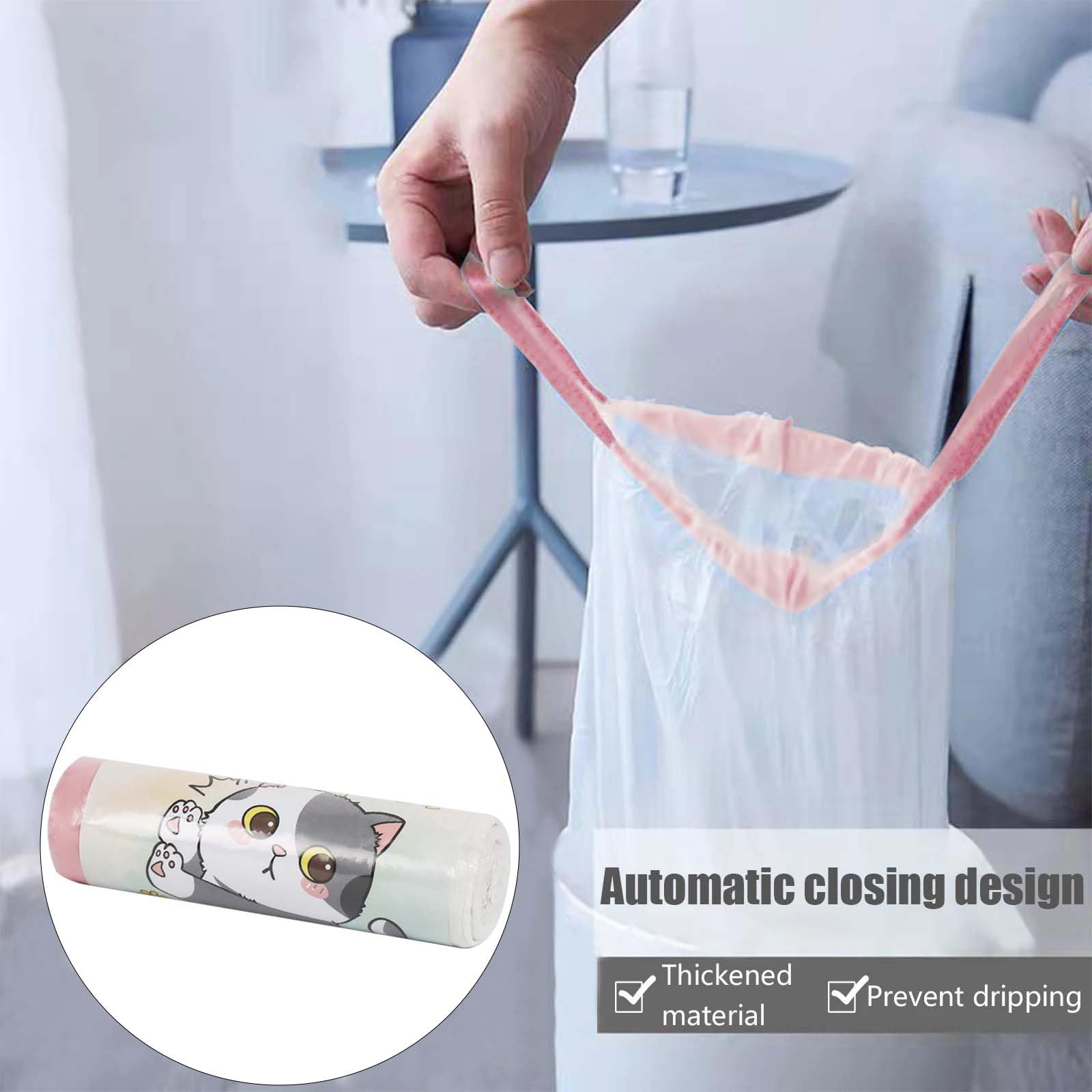 25 pezzi/5 rotoli da 114 x 45 cm, sacchetti per lettiera per gatti con laccetti, sacchetti per lettiera autopulenti, capacità di carico 10 kg, per il trasporto, per la spazzatura, resistente agli