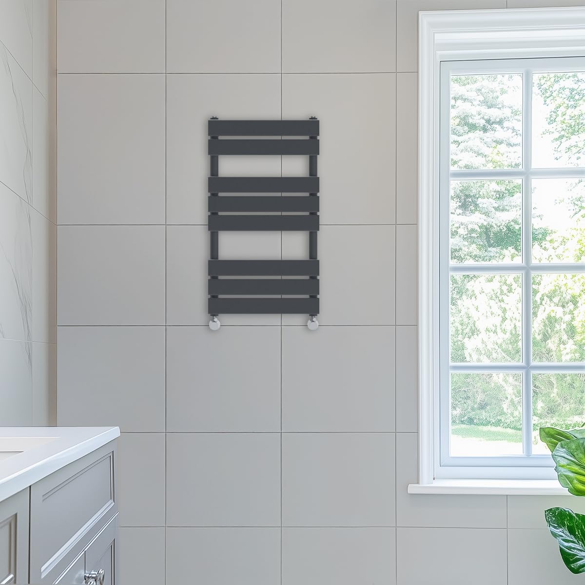 Nrg Anthracite 800 X 450Mm Designer Flat Panel Heated Towel Rail Radiator Bathroom Central Heating Rad Ladders