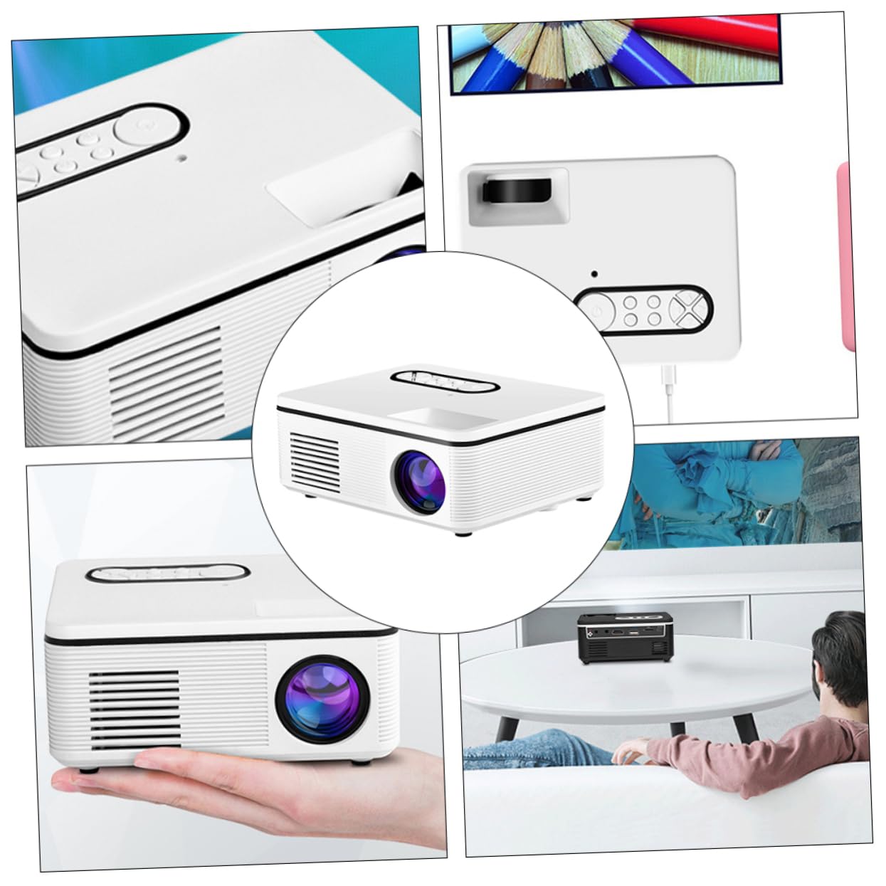 DOITOOL proiettore domestico proiettore led e usb e tascabile e portatile projector proietore e casa e mobile i portatili pvc bianca