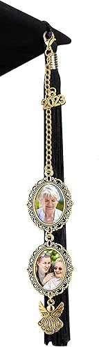Miniatura 3 de Personalized 2025 Graduation Cap Charm with Loved Ones Photo- 2 pictures| You are Missed Grad Bride Cap Tassel Charm in Loving Memory| Grad Cap