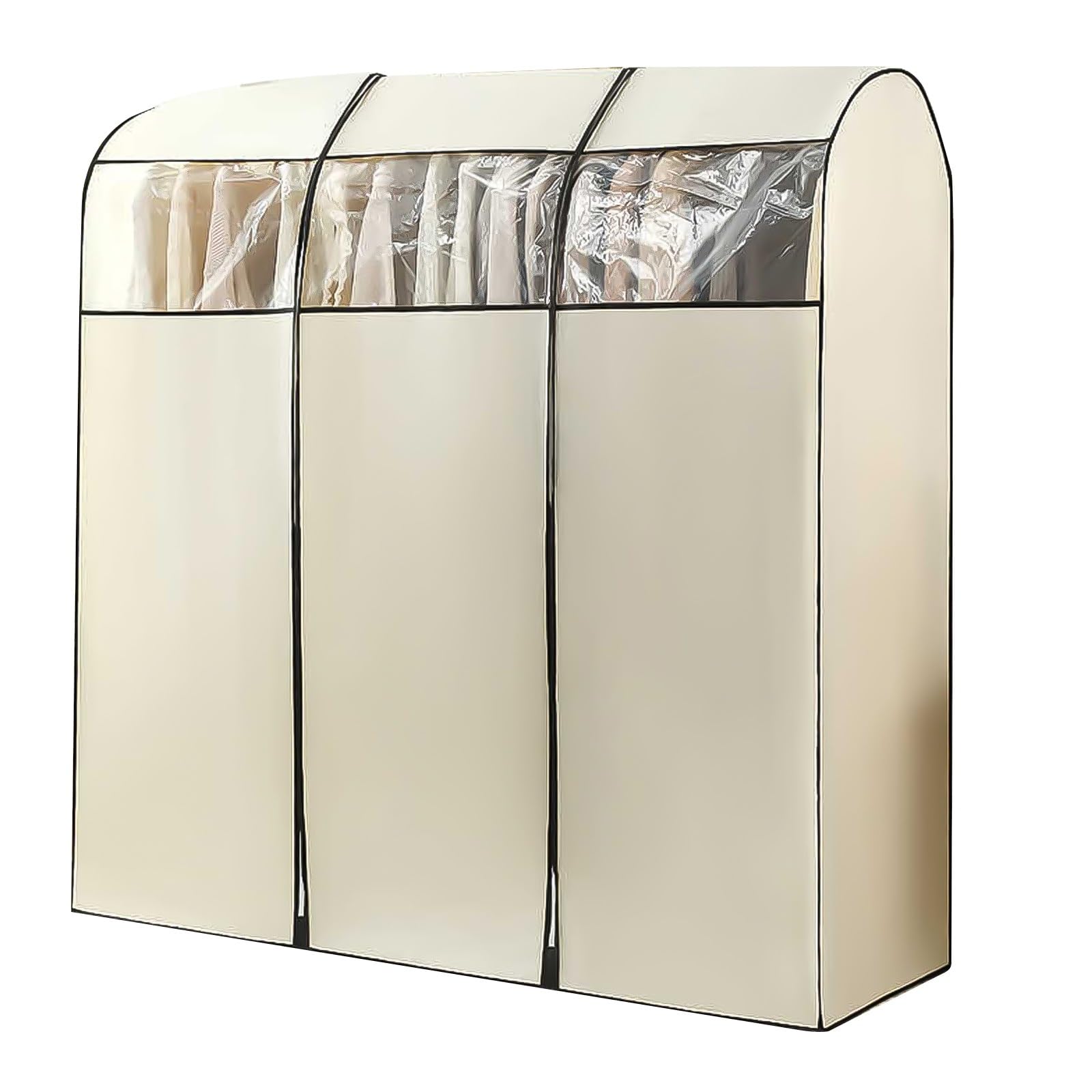 Beige per Copriabiti da Armadio, Non Tessuto, Copri Abiti per Armadio con Cerniera, Finestra Trasparente, Adatti per Grucce(180x50x180cm/71x20x71in)