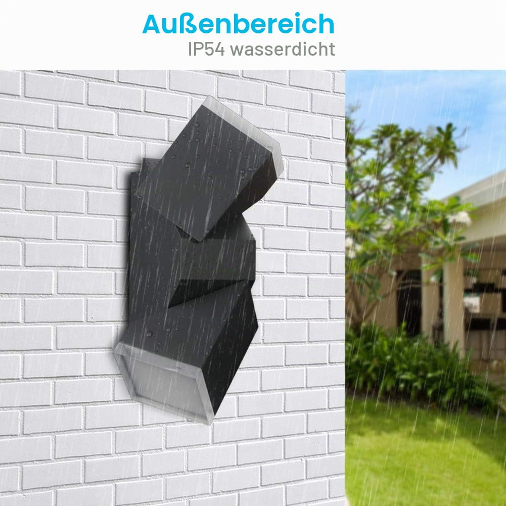 LED Aussenleuchte Aussenlampe Wand, 2x Spot Verstellbar Anthrazit 700LM Aluminium Außenlampe Außenleuchte, IP54 Spritzwassergeschützt Wandlampe Wandleuchte Lampe Aussen Außen Leuchte für Balkon