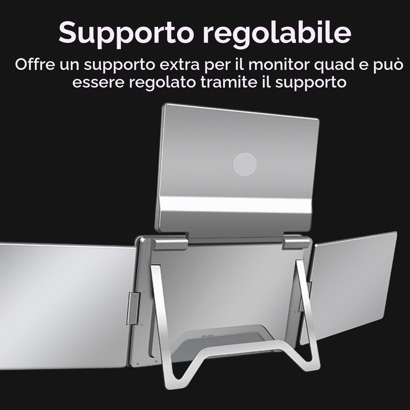 Schermo Esteso per Laptop, Triplo Laptop Monitor Estender, Schermi Portatili da 15,6 Pollici, con Supporto Regolabile, Monitor Quad Che Piega per (Spina Europea)