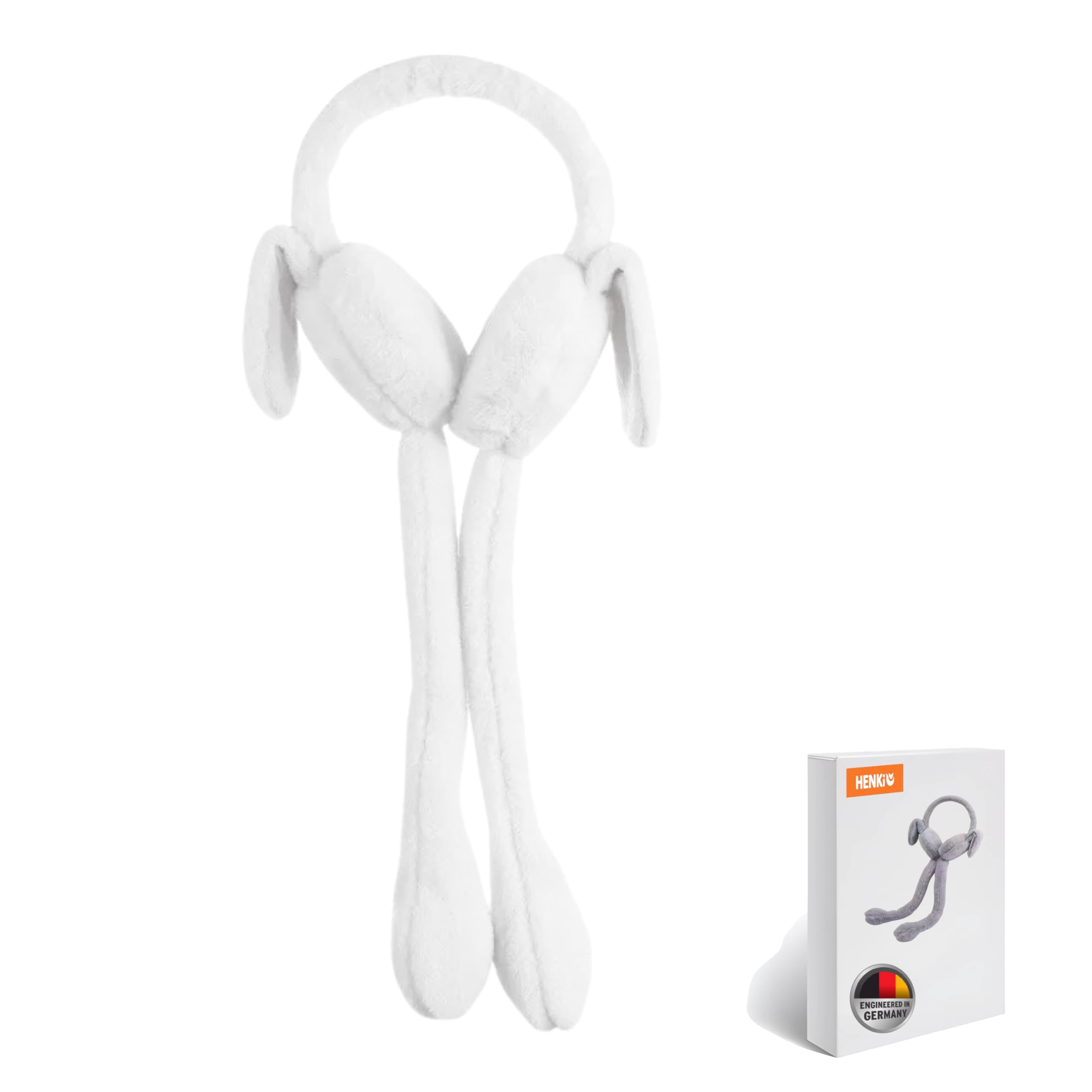 HENKi oorwarmers voor meisjes en dames, winter, verstelbare pluche oorbeschermers, oorwarmers, wit, Schmaler Steg