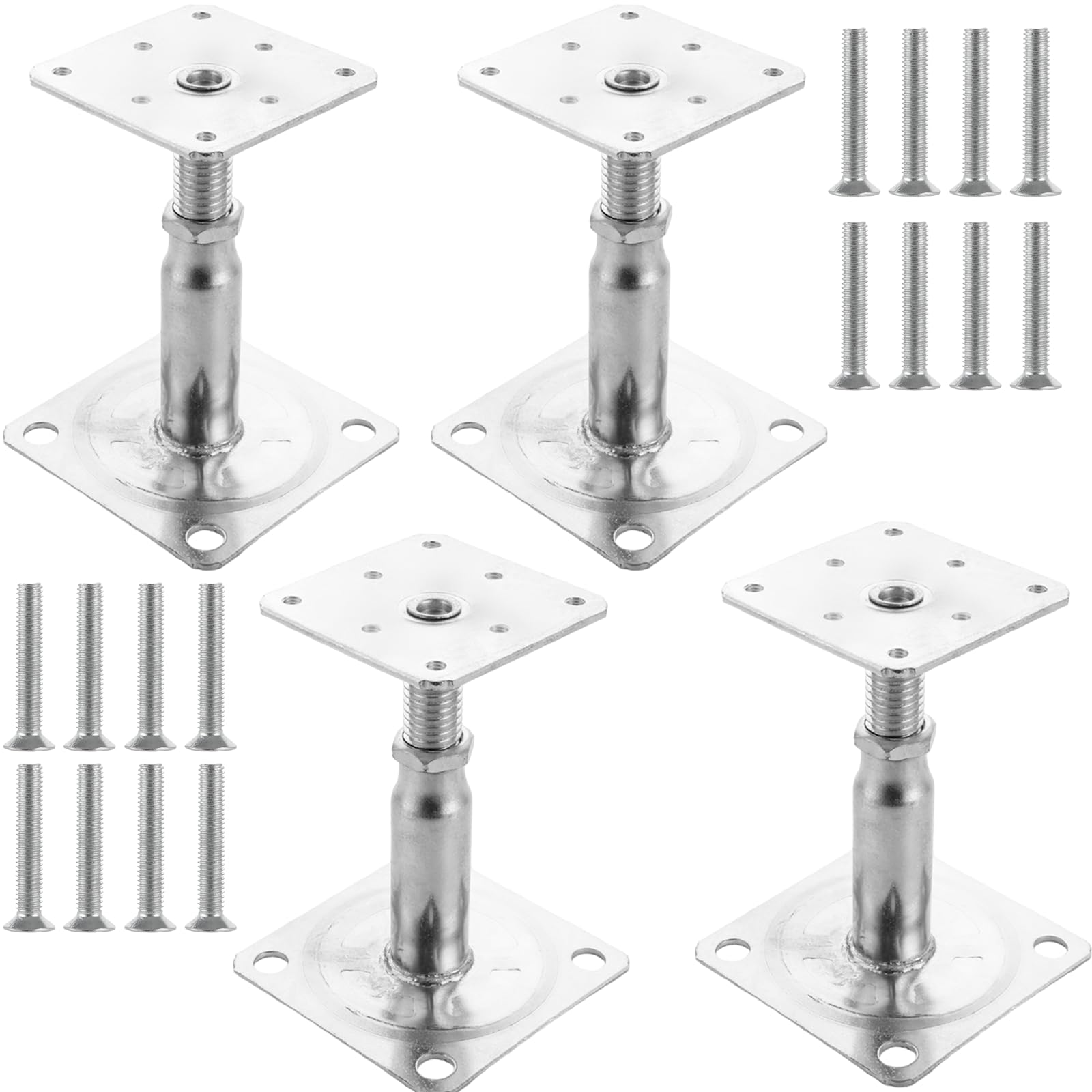SENENQU 4 Pezzi Supporto per Pali in Legno Regolabile 100-150 Mm, Supporti per Pali in Acciaio Zincato 75x95 Mm, Staffe per Tettoia Esterna, Recinzione, Pergola e Travi