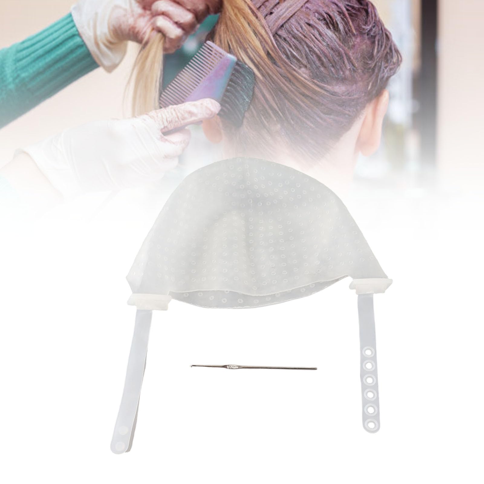 Cappello per Evidenziare la Colorazione dei Capelli con Cinturino Regolabile, Cappuccio per Glassa per Evidenziare, Strumento per Cappello per Tintura per Capelli Faite (Bianco)
