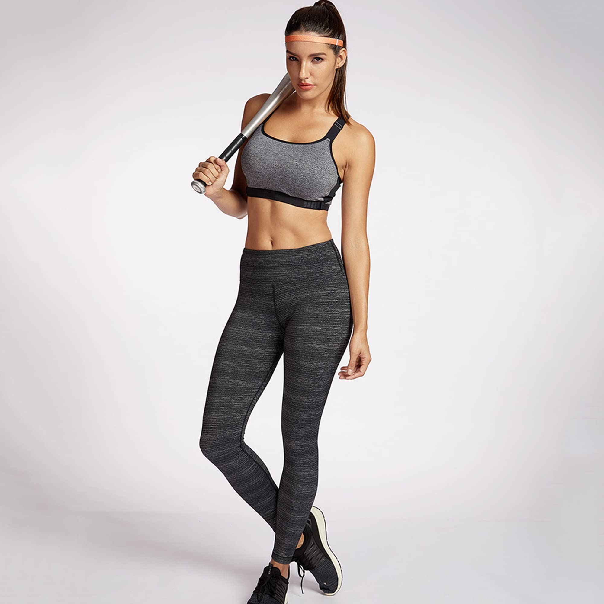 Damski przedni regulowany biustonosz sportowy o wysokim uderzeniu, pełne pokrycie na racerback Bralette, do biegania fitness biustonosze odciążające topy (kolor: Szary, rozmiar: 70B)