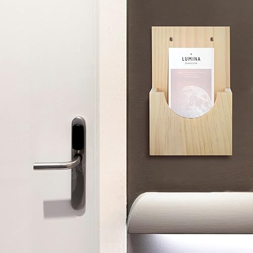 Miniatura 5 de Soporte de madera 2 en 1 para folletos, soporte de exhibición colgante para volantes de 4 x 6 y folletos triples, ideal para oficina