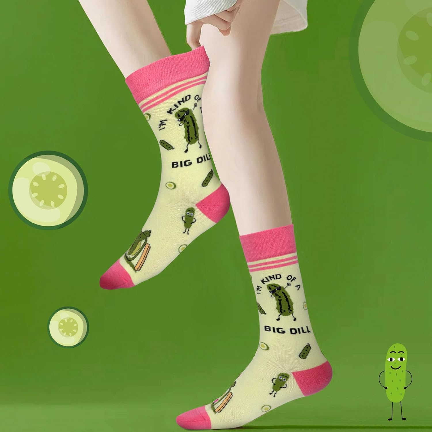 2 Pairs Funny Pickles Socks for Women Men Gifts, Novelty Cotton Dill Crew Socks for Pickle Lovers Stockings Stuffers - Image 7