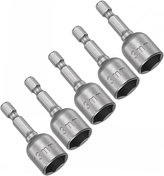 TOP-VIGOR 13mm Nut Setter Driver Drill Bit, 1/4 inch 48mm Hex Socket 5Pcs