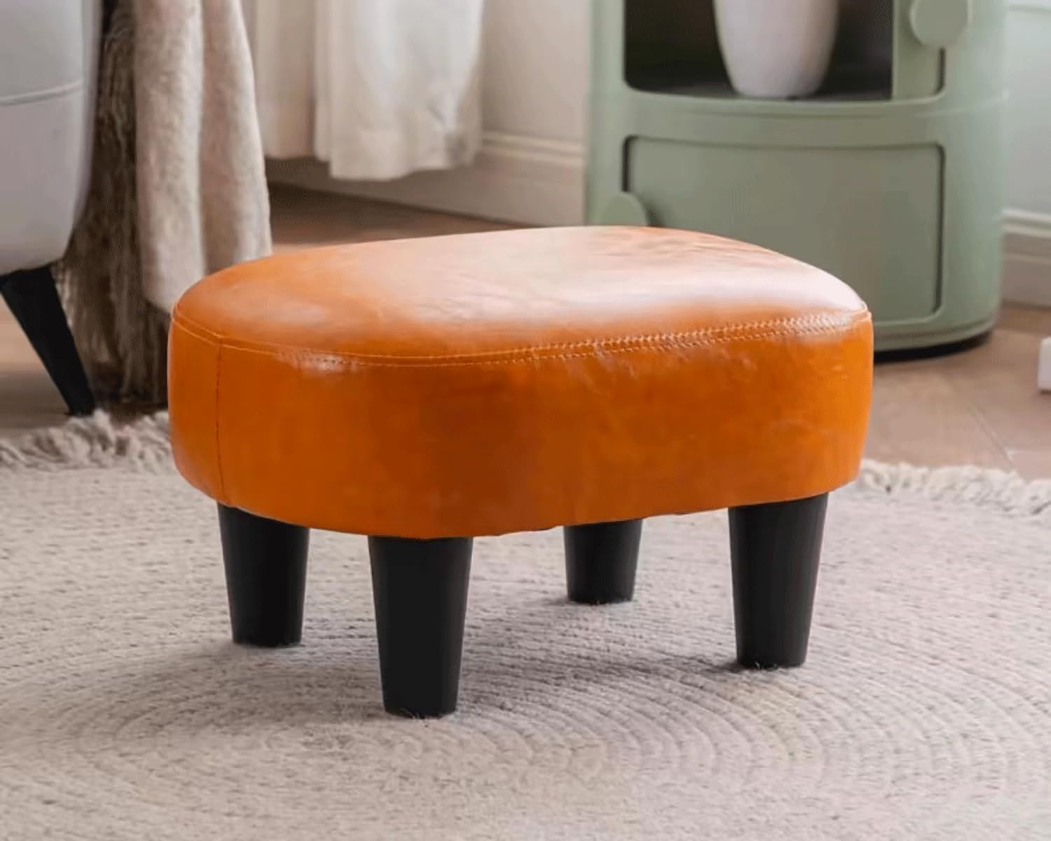 Tabouret pouf carré curcuma 40x30x25cm pour salon et chambre