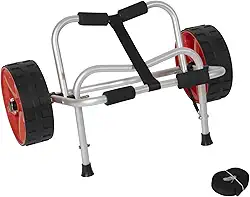 ValenLyra Carrinho de reboque de caiaque de alta carga – dobrável, avaliado 81,6 kg para transportadores de caiaque, canoas, barco Jon e tapetes flutuantes
