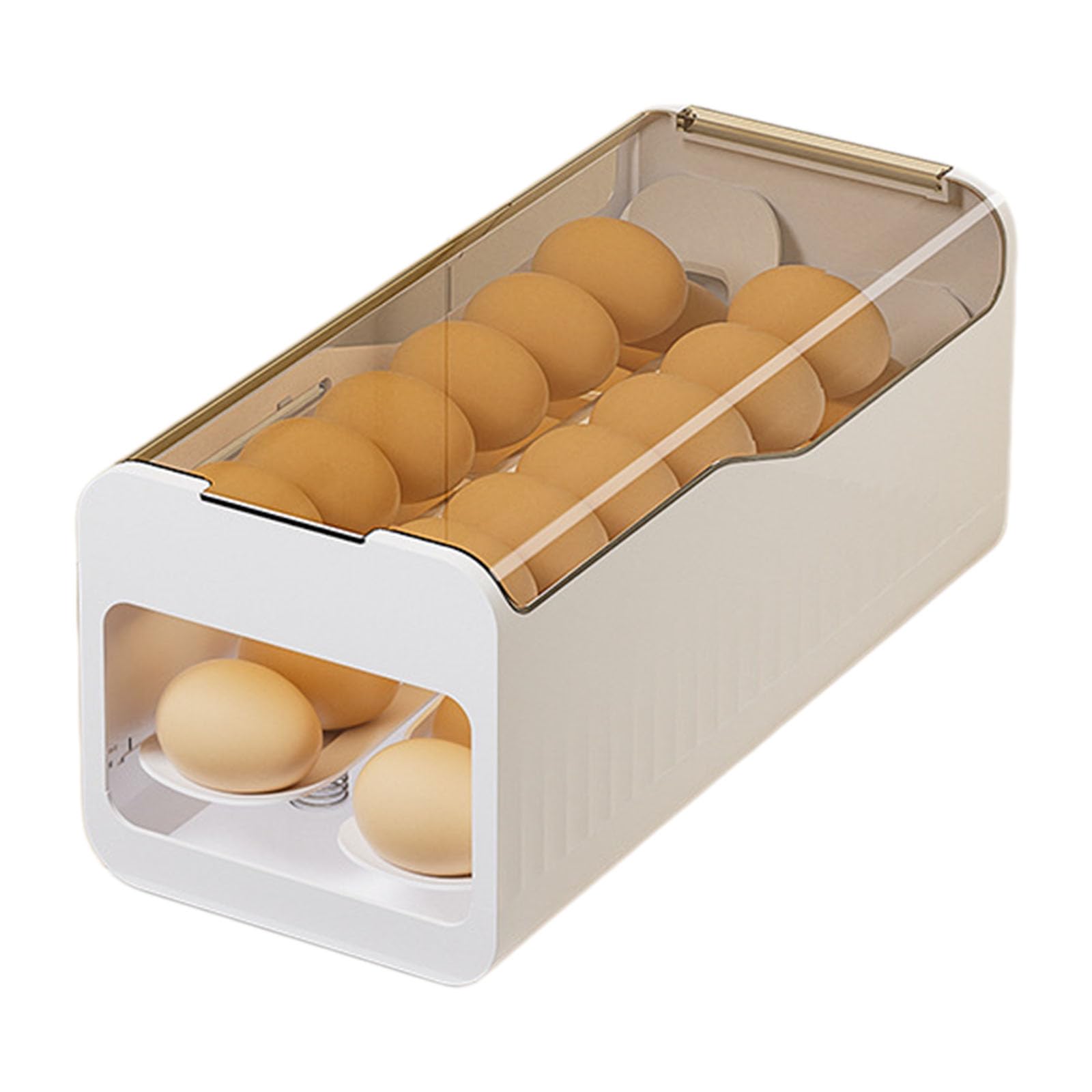 ZEPFJHE Eggs Dispenser for Easy Access and Efficient Refrigerator Storage Clear Holder for Fridge Auto Rolling Storage Organizers for Refrigerator
