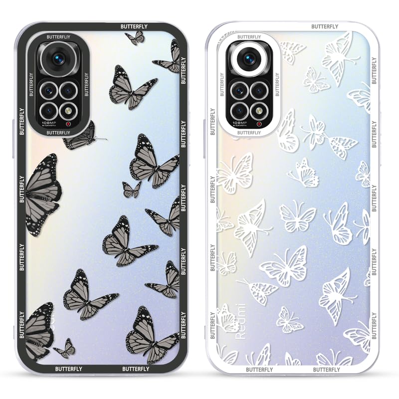 Yoedge 2 Pezzi Cover Per Xiaomi Redmi Note 11/Note 11S 4G - Custodia Morbida TPU Opaca Con Design Farfalla Floreale, Ultra Sottile E Antiurto - Colore Viola Chiaro - 2