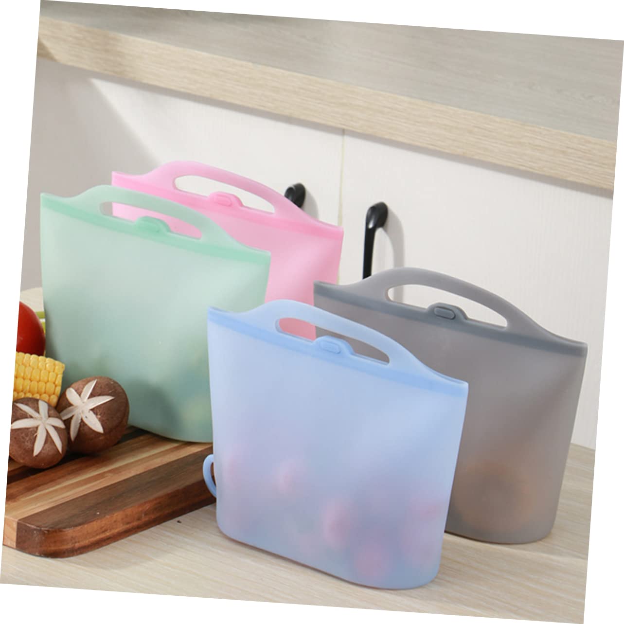 4piezas Bolsas De Reutilizables Para Almacenamiento De Alimentos Herméticas Prueba De Fugas Para Congelación y Conservación Cocina