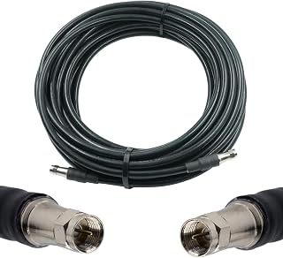 RG-11 Ultra Low Loss Coaxial Cable | F Type Cable High Definition with RG11 Coax Compression Connectors - (Black) | 15m (49ft)