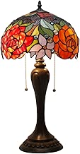 Tiffany Lamps Antique Style Stained Glass Table Lamps 22 inch Tall 12 Inch Wide Red Rose Lamp Shade 2 Light for Girlfriend Living Room Kids Bedroom Bedside Dresser Coffee Table S001 WERFACTORY - coolthings.us