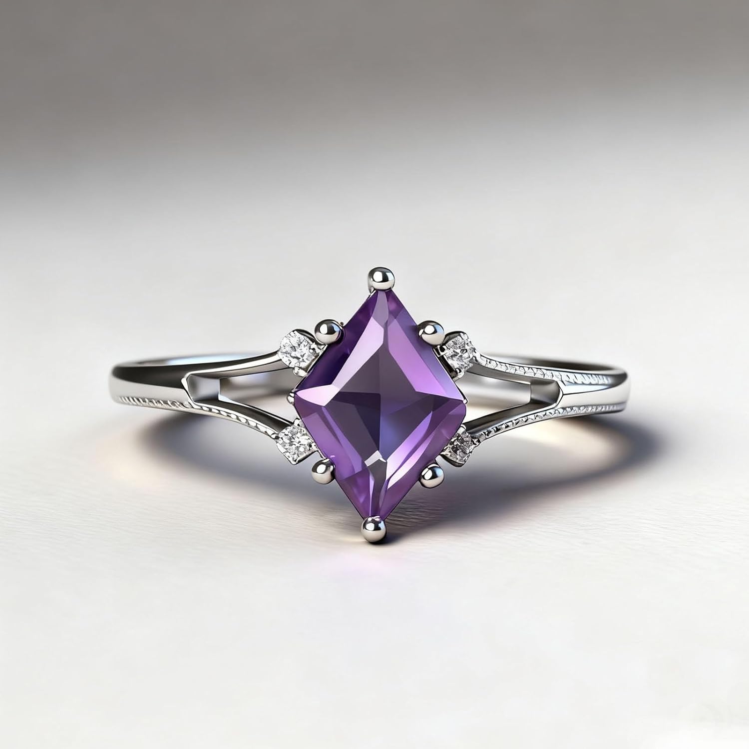 Cubic Zirconia Promise Ring for Women Dainty Art Deco Amethyst Moss Agate Created Opal Wedding Anniversary Statement Jewelry