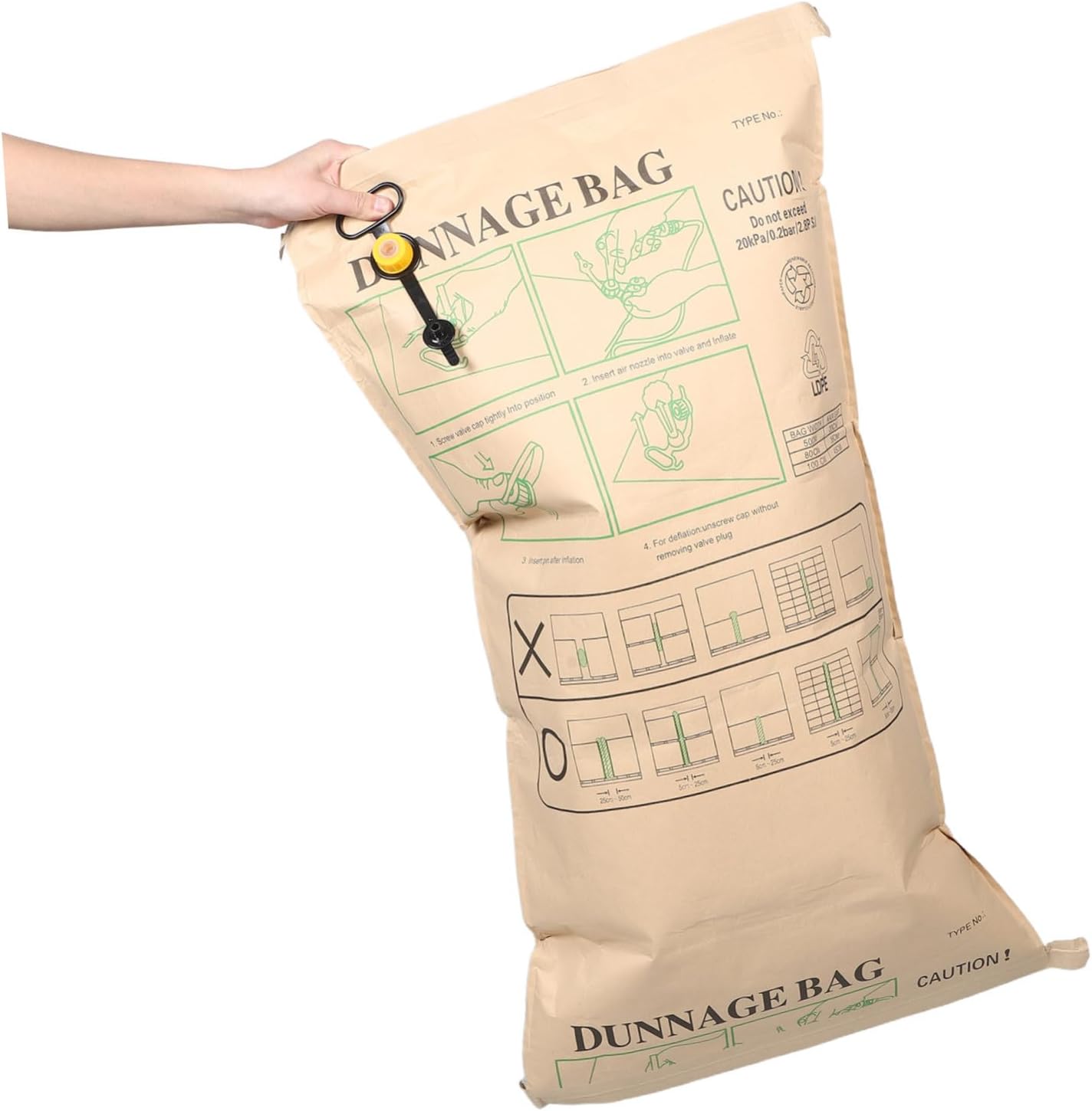 2pcs Reusable Dunnage Airbags 38.8 X 20 Inch High Strength Kraft Paper with Pa Nylon, Wear Resistant and Anti-puncture Void Fill Bags for Pallet Applications and Logistics Shipment