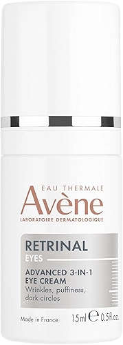Avène Retrinal Avançado 3 em 1 Creme Para a Área dos Olhos 15ml, com Retinaldeído, Ácido Hialurônico e Sulfato de Dextrano, Desempenho Avançado na Redução de Olheiras, Rugas e Bolsas