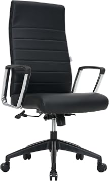 LeisureMod Hilton Modern Conference High Back Leather Ergonomic Executive Office Chair with Adjustable Height & Swivel for Home and Office Room