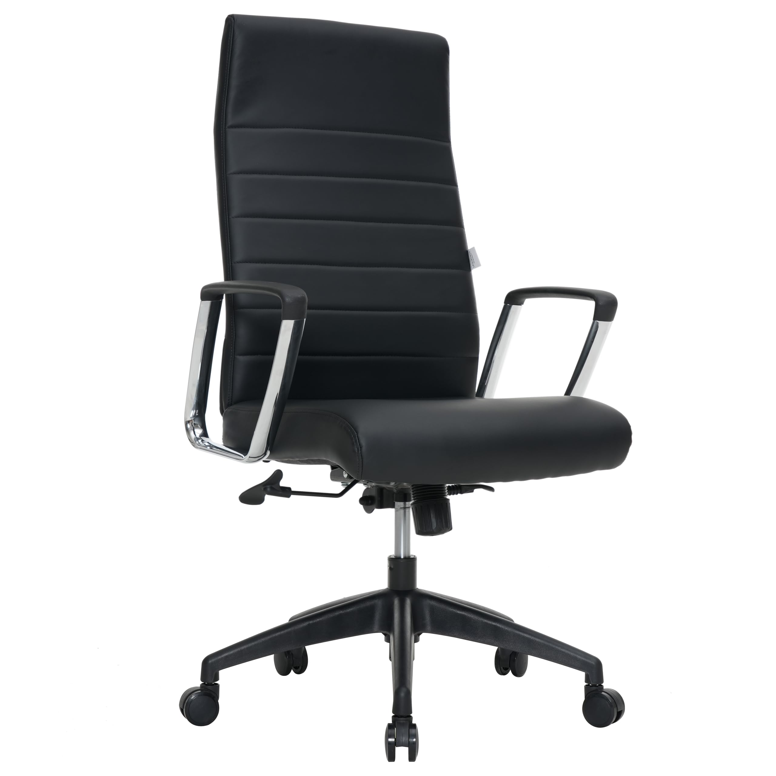 LeisureMod Hilton Modern Conference High Back Leather Ergonomic Executive Office Chair with Adjustable Height &amp; Swivel for Home and Office Room