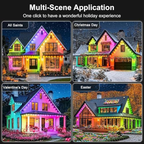 RCUICA 500FT Permanent Outdoor Lights Waterproof with Smart App Control Remote,DIY Scene Modes,Music Sync hronization,Eaves Lights for Garden Decor,Deck,Christmas (500FT) by RCUICA - Used condition - Image 6