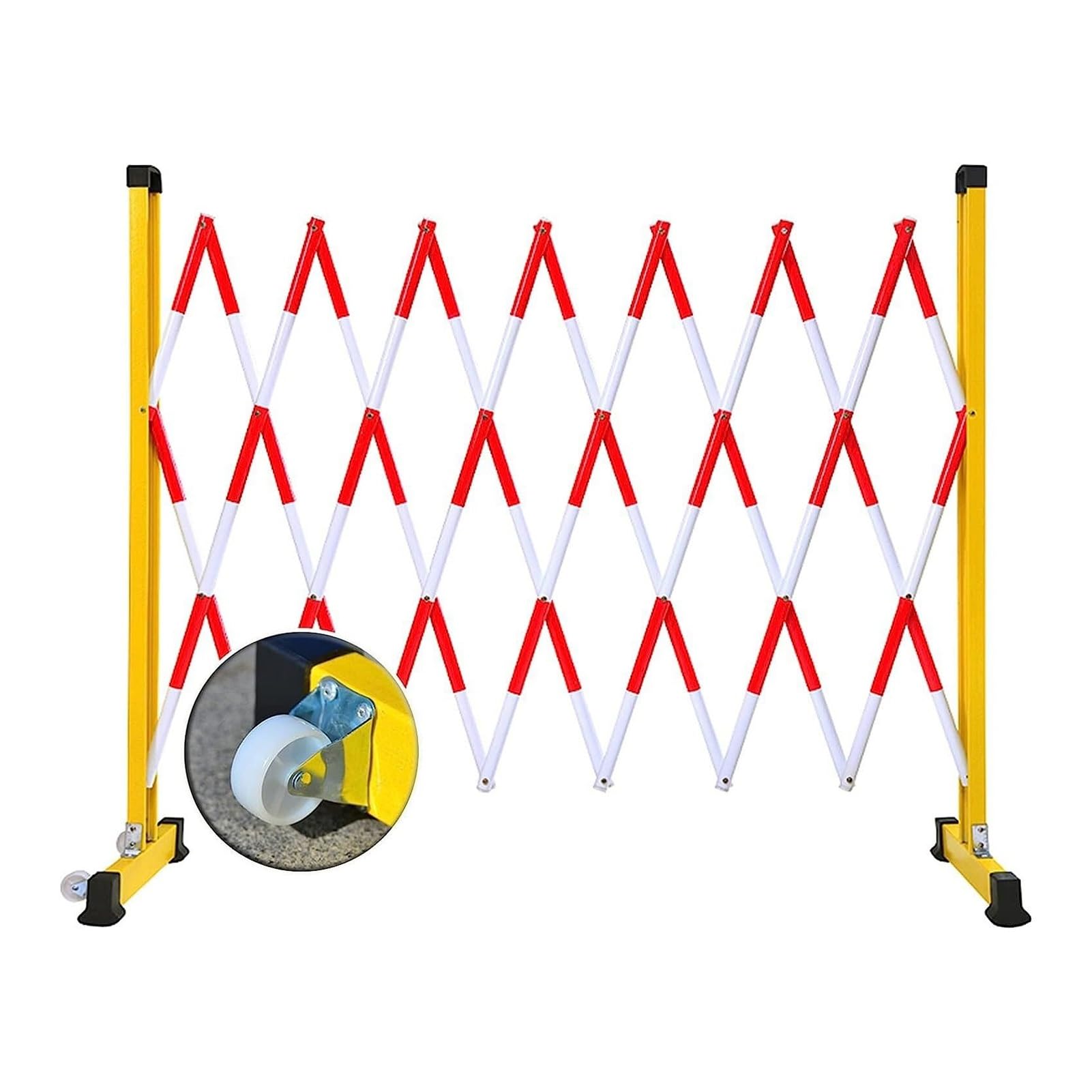 Barrière métallique rétractable à roulettes extérieure mobile extensible L250cm