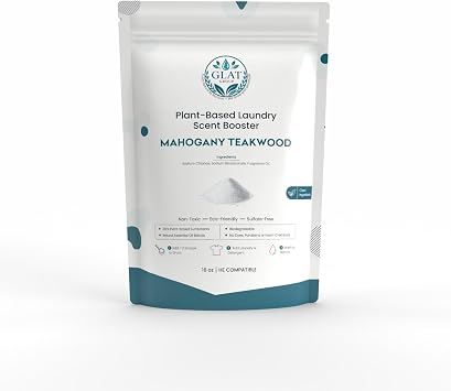 Plant-Based Laundry Scent Booster Powder - Mahogany Teakwood | Fast-Dissolving, No Residue | Natural, Cozy, Long-Lasting Aroma | Eco-Friendly, Non-Toxic Fabric Freshener | HE Safe, 16 Oz