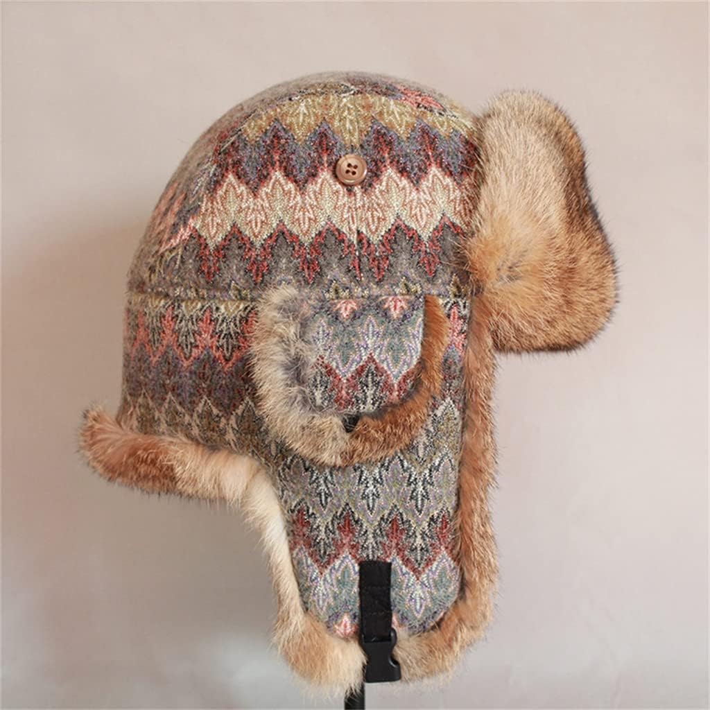 FENOKD Thickened Cotton Cap Winter Ski Ear Protection Hat Men and Women Thunderhead Cap (D 7 1/8)?D-7 1/8