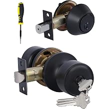 Lanwandeng Keyed Alike Entry Door Knobs and Single Cylinder Deadbolt Lock Combo Set Security for Entrance and Front Door, All Keyed Same Door Lock with Classic Matte Black Finish