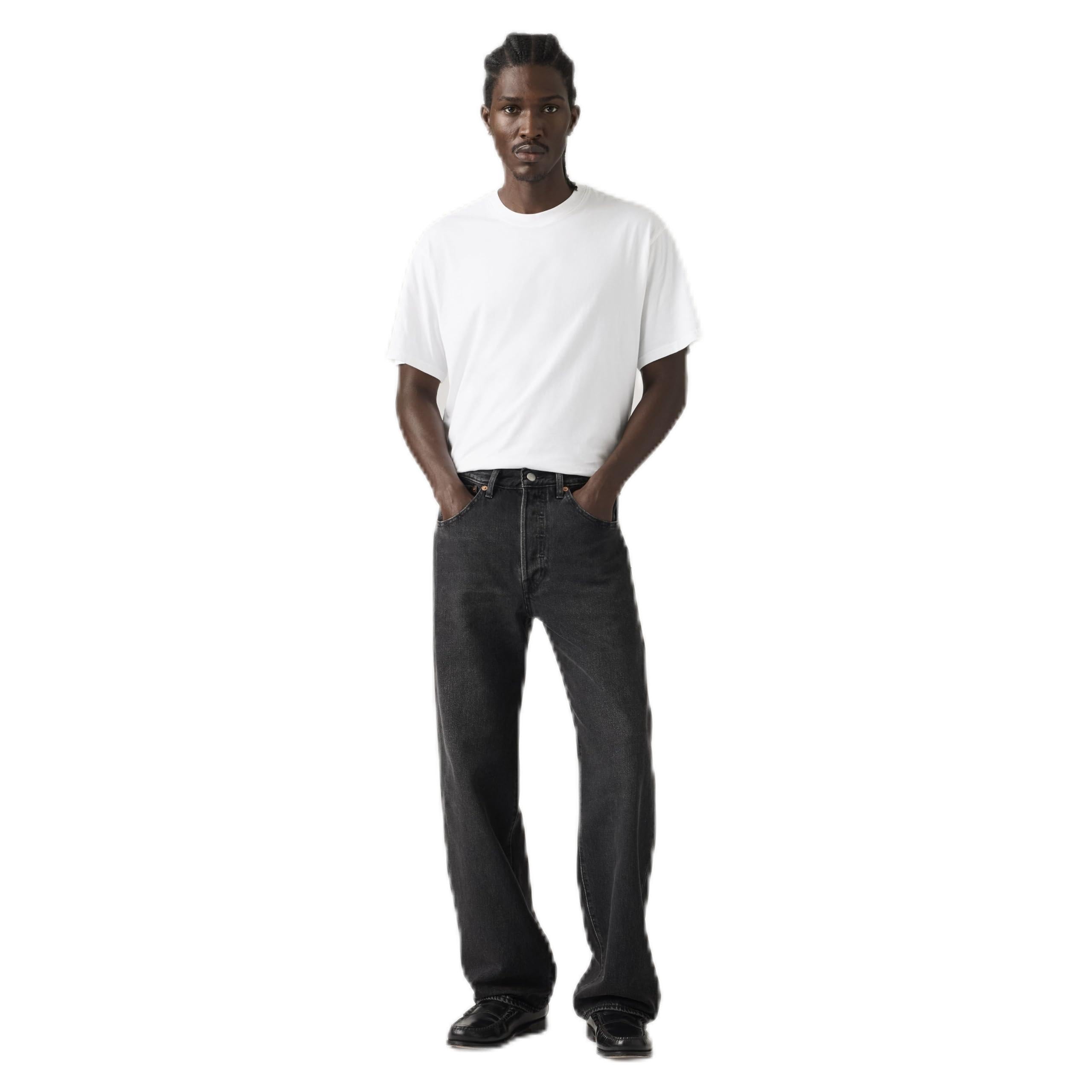 Levi's Men's Black 501 Loose Fit Jeans In Big Wheels, Size 36/32