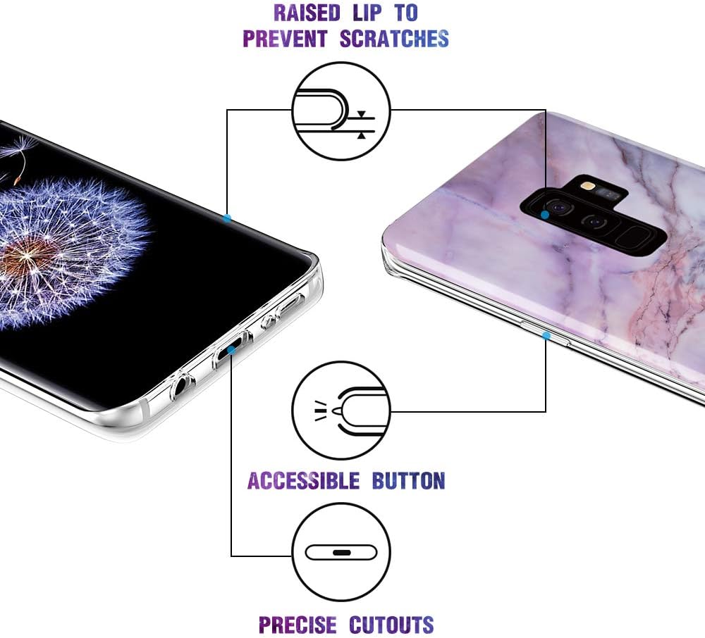 Caka Galaxy S9 Plus Case, Galaxy S9 Plus Marble Case Slim Anti Scratch Shockproof Luxury Fashion Silicone Soft Rubber TPU Protective Case for Samsung Galaxy S9 Plus (Pink)