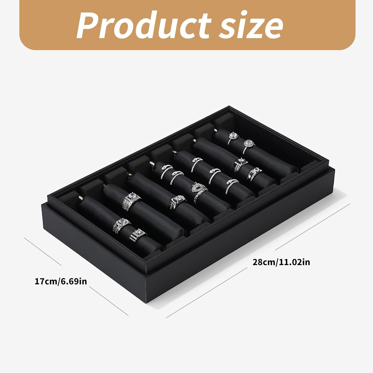 PU Leather Rings Holder Jewelry Tray With Protective Professional Fingers Rings Organizers For Storage And Display