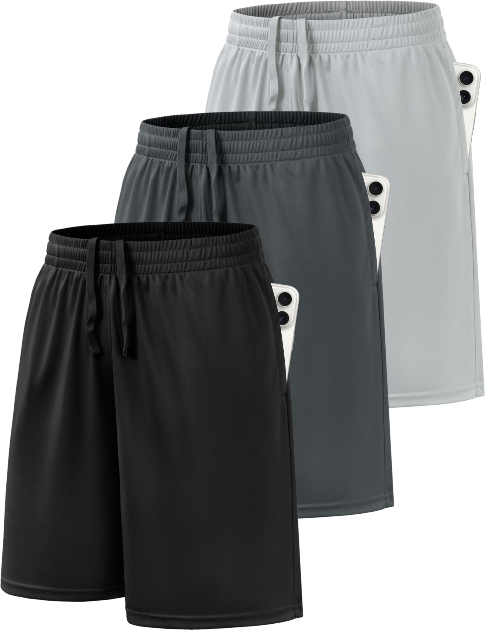BVNSOZ Boy's Basketball Shorts Youth Boy's Active Athletic Performance Shorts with Pockets Moisture Wicking Shorts for Boys
