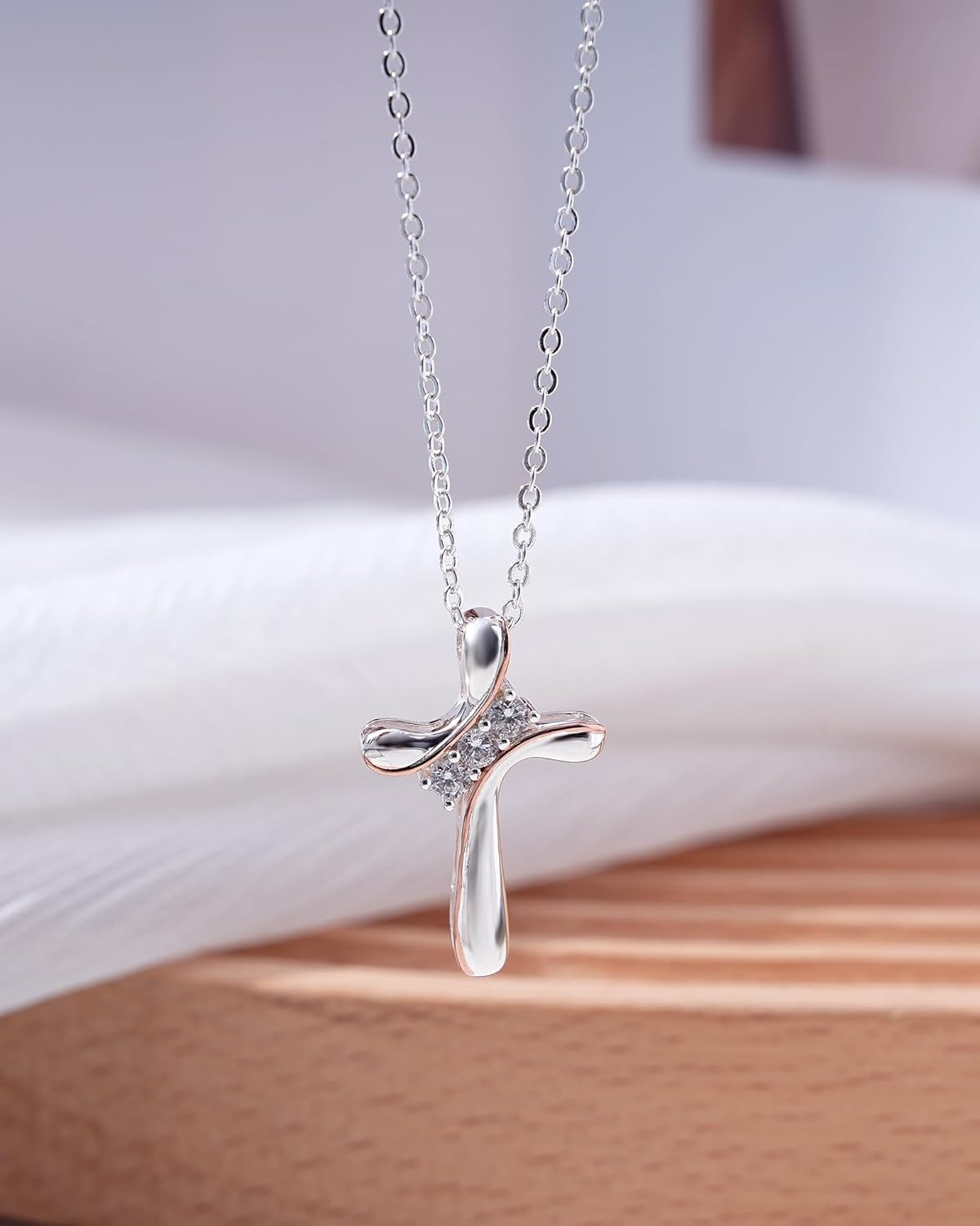ACECHA Cross Necklace for Women, Dainty Silver Cross Pendant Necklaces, Faith Crucifix Jewelry Gift for Mom Wife for Christmas Birthday - Image 7