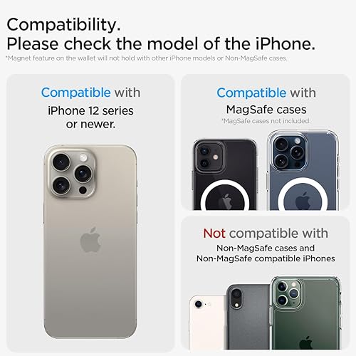 Miniatura 2 de Spigen Cartera magnética (MagFit) diseñada para MagSafe compatible con modelos de iPhone 1615141312, color marrón PU (2 tarjetas)