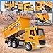 Remote Control Excavator and Dump Truck Toy Set - RC Construction Vehicles Toy with Barricades, Road Signs, Simulated Rocks, Lights and Sounds, Birthday Gifts for Toddlers 3-12 year Boys Girls