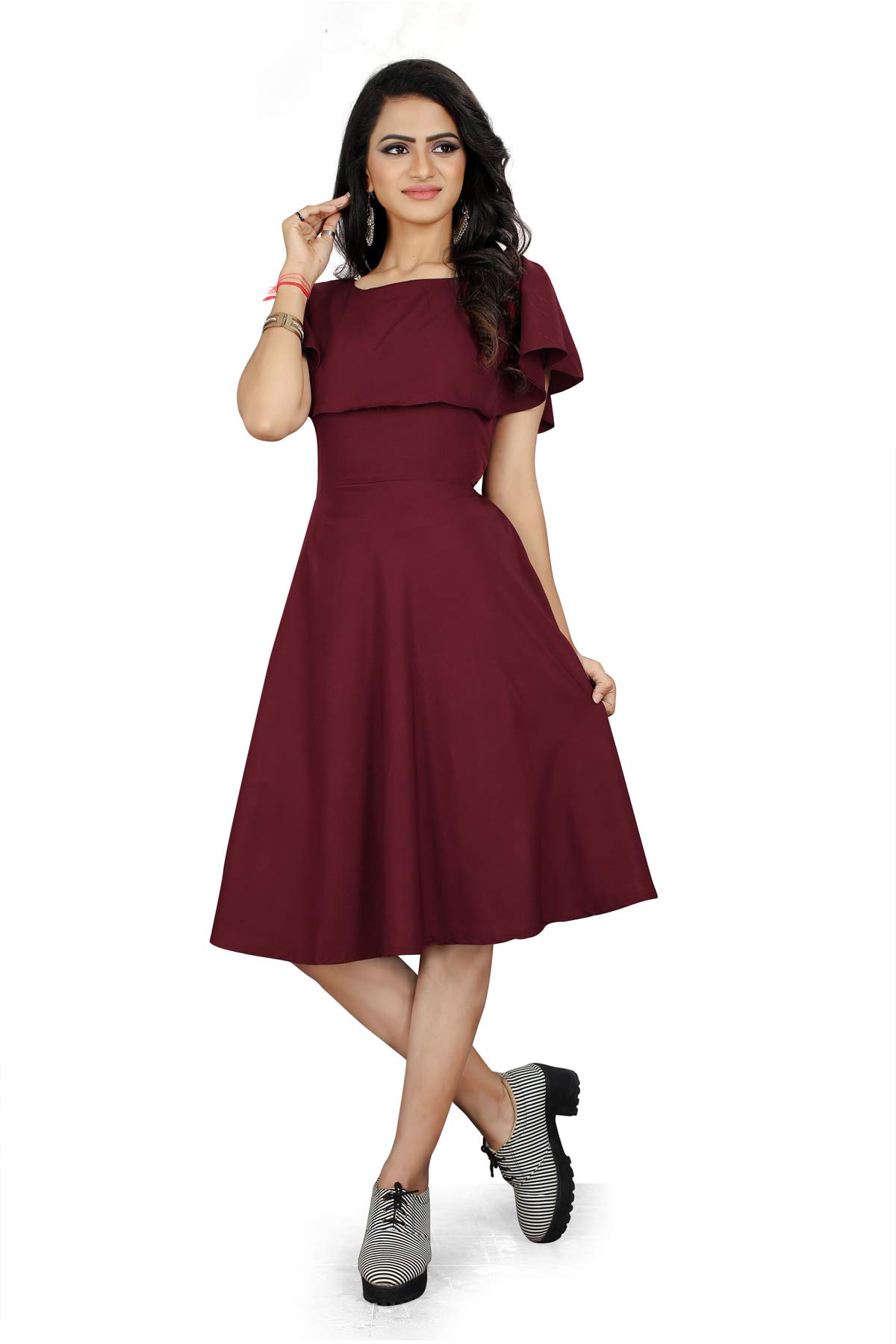 GG StyleGG Fashion Women's A-Line Flare Style Neck and Knee Length Dress